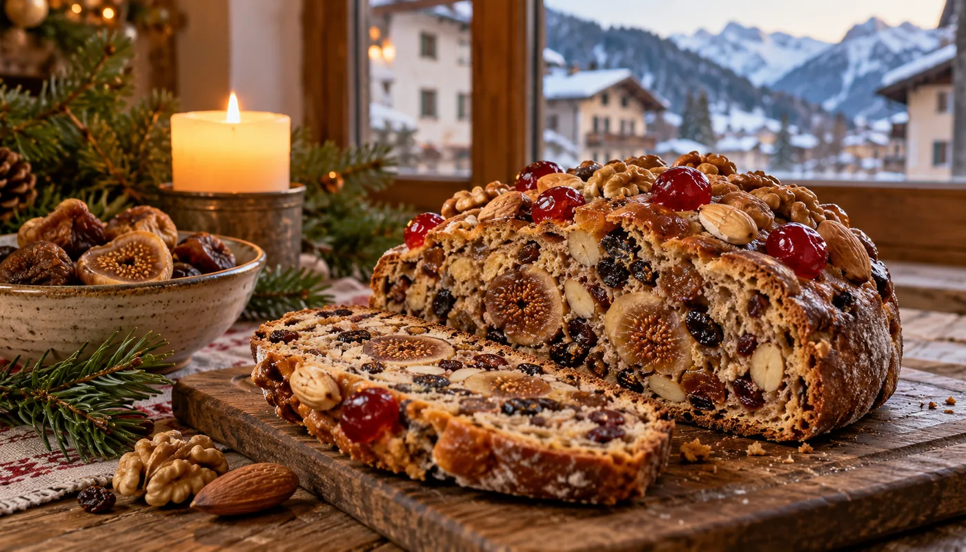 Südtiroler Zelten: Früchtebrot mit Feigen, Rosinen, Nüssen und Mandeln